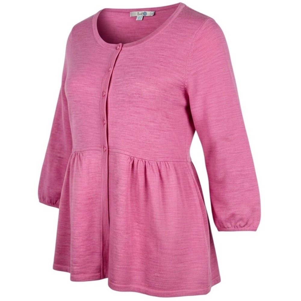 Boden 100% Wool Peplum Cardigan Womens 8 Pink 3/4 Sleeve Romantic Coquette